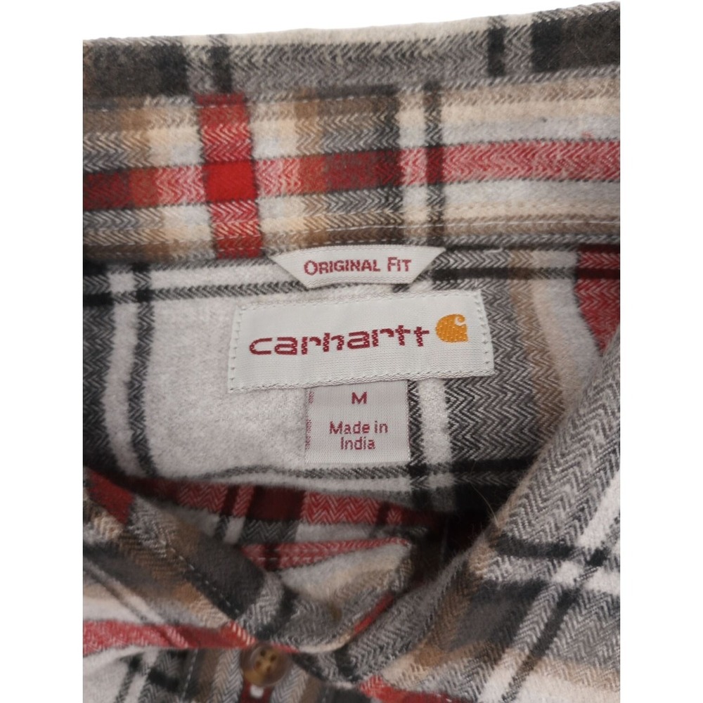 Carhartt Flannel Shirt Men's size M Red White Plaid 100% Cotton Original Fit - Picture 8 of 14
